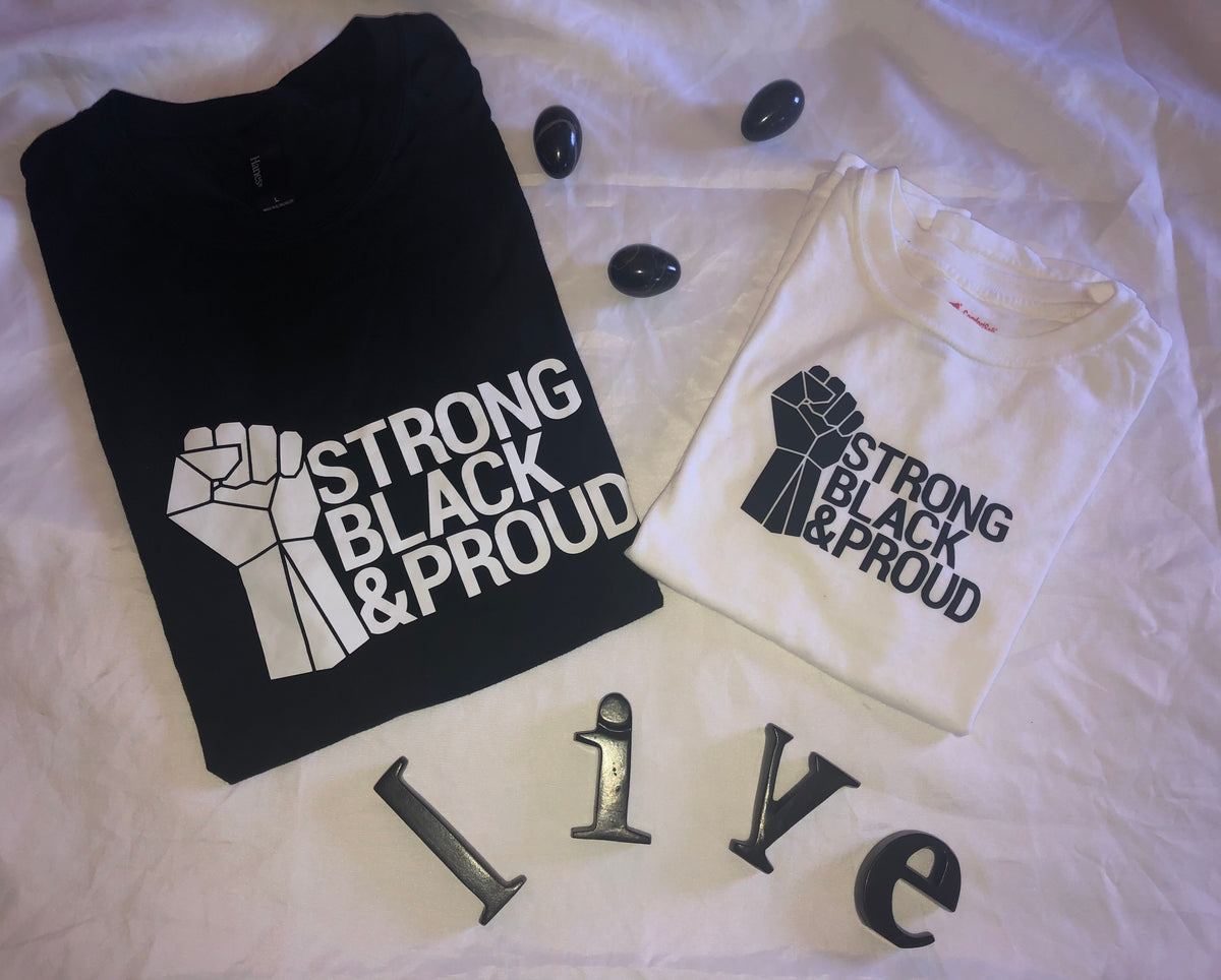 Strong black and proud kids shirts